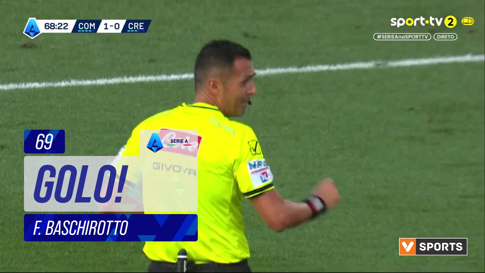 GOLO! Cremonese, F. Baschirotto aos 69', Como 1-1 Cremonese