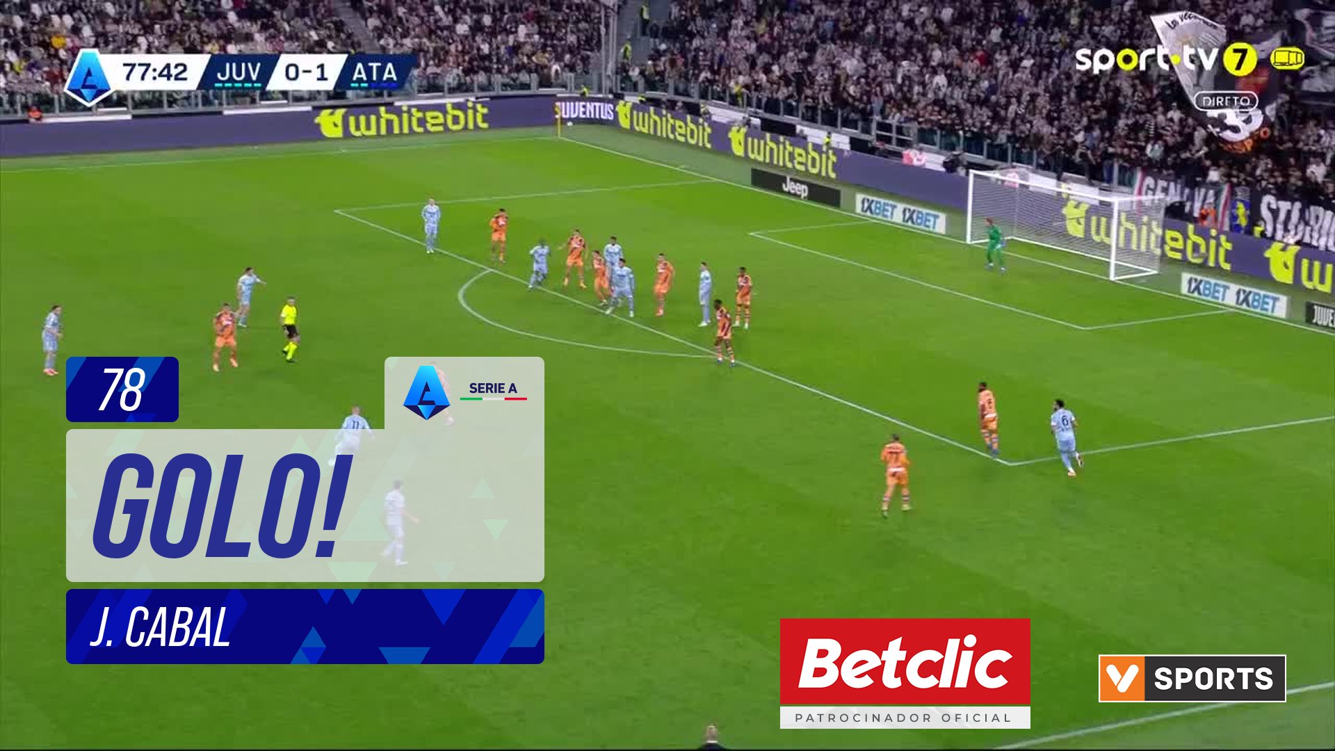 GOLO! Juventus, J. Cabal aos 78', Juventus 1-1 Atalanta