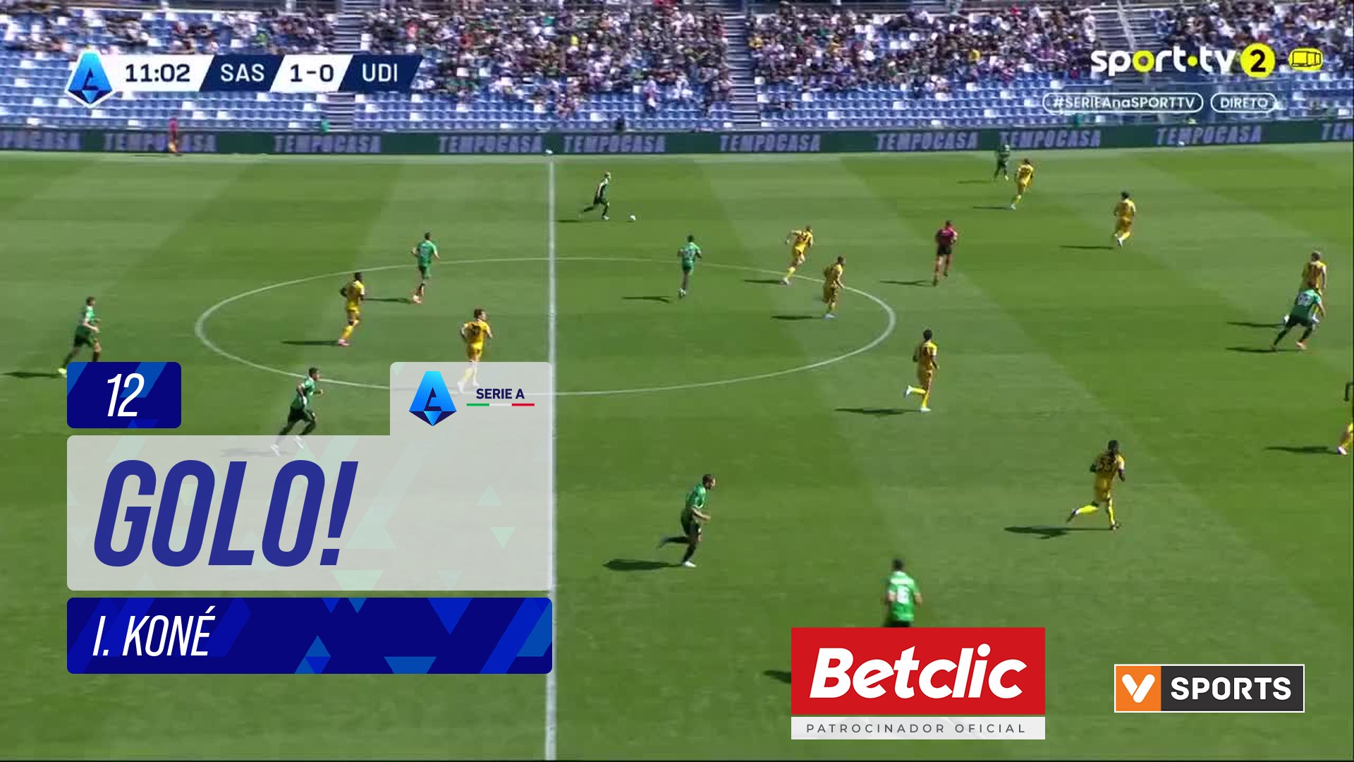 GOLO! Sassuolo, I. Koné aos 12', Sassuolo 2-0 Udinese