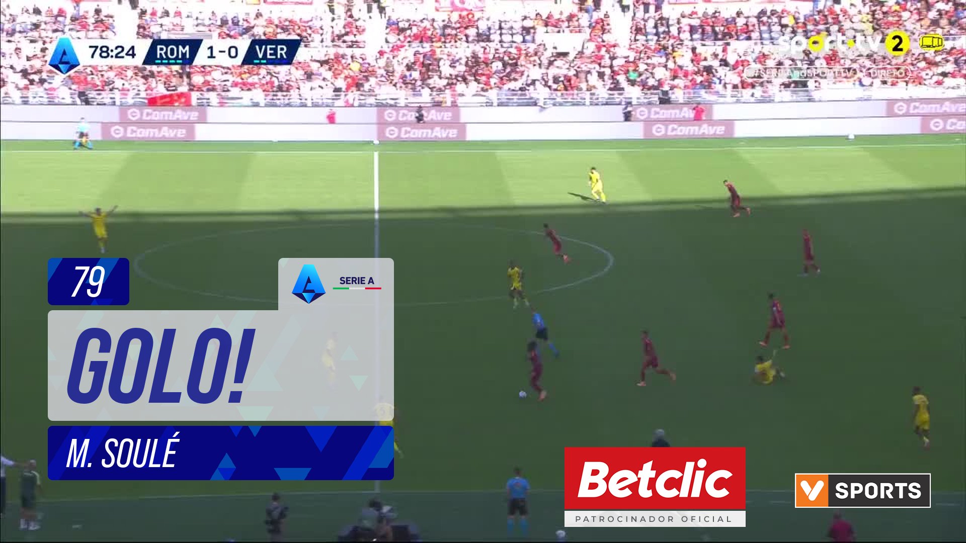 GOLO! Roma, M. Soulé aos 79', Roma 2-0 Verona
