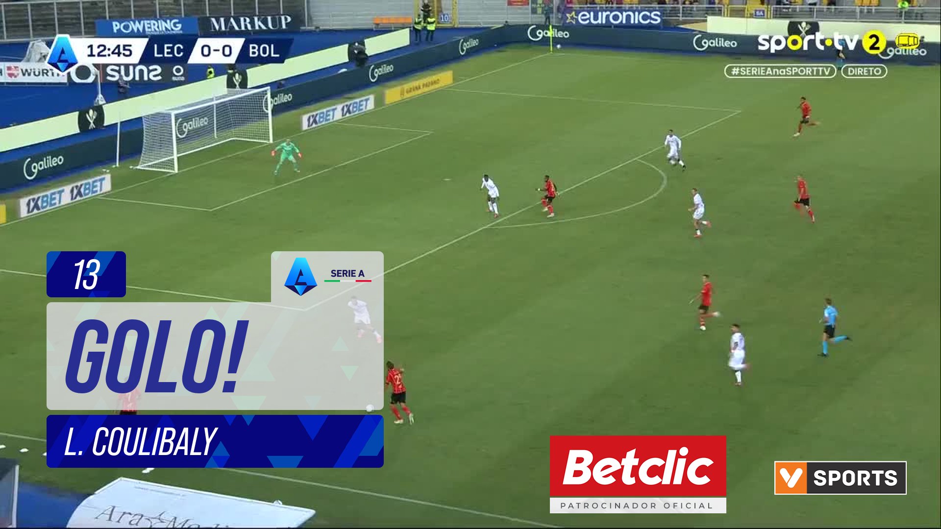 GOLO! Lecce, L. Coulibaly aos 13', Lecce 1-0 Bologna