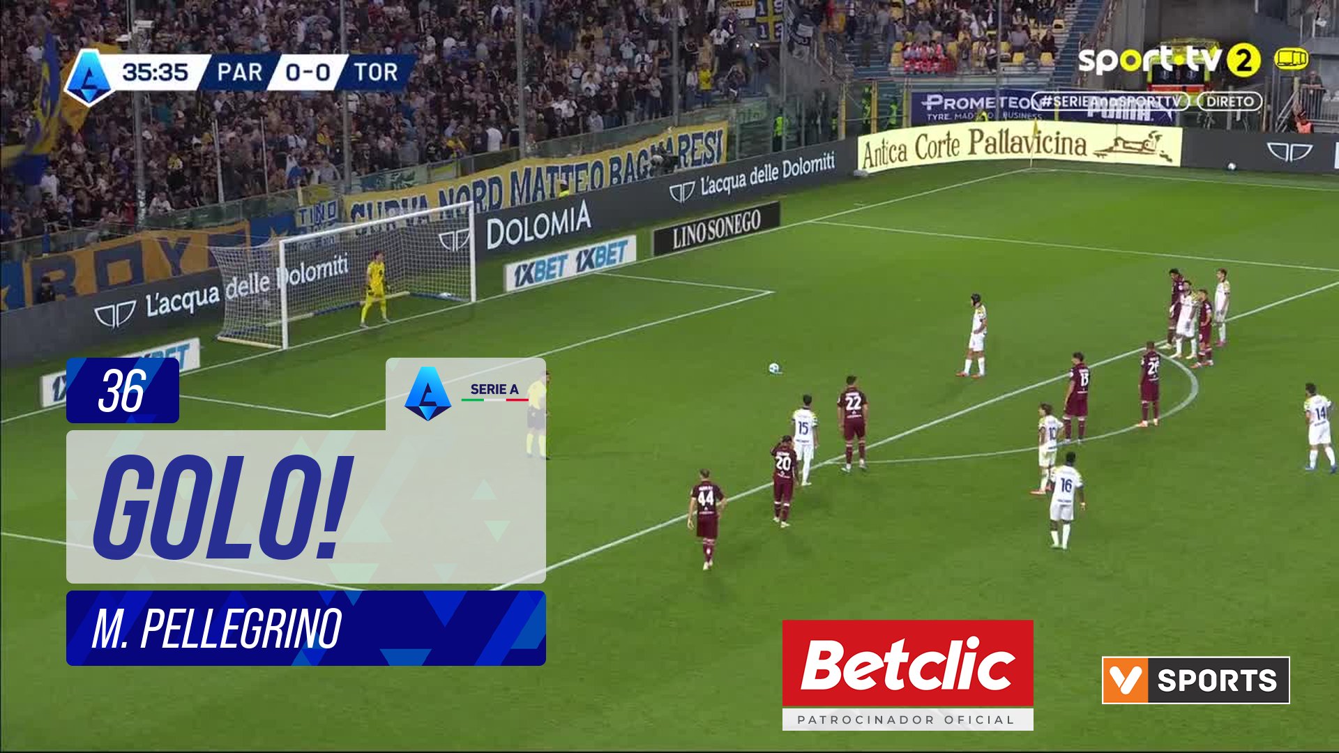 GOLO! Parma, M. Pellegrino aos 36', Parma 1-0 Torino