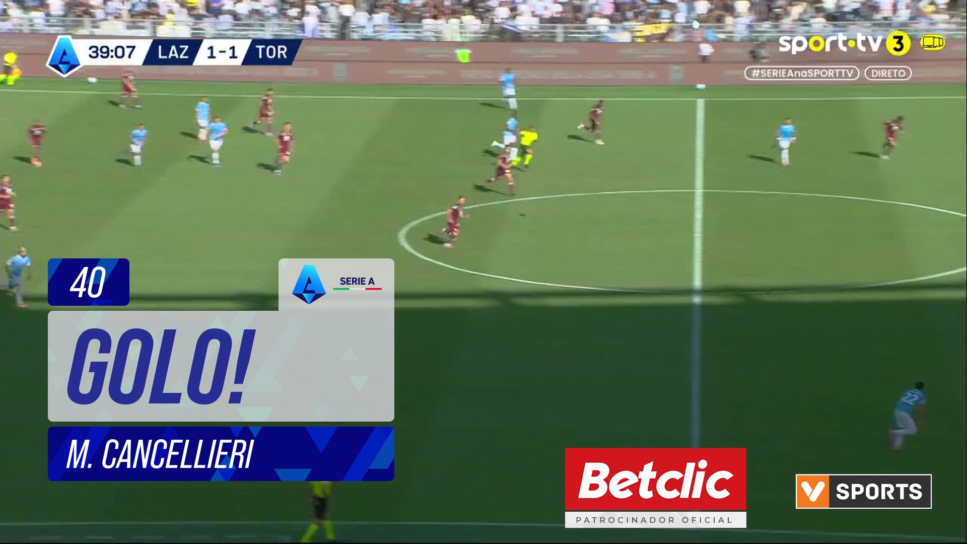 GOLO! Lazio, M. Cancellieri aos 40', Lazio 2-1 Torino
