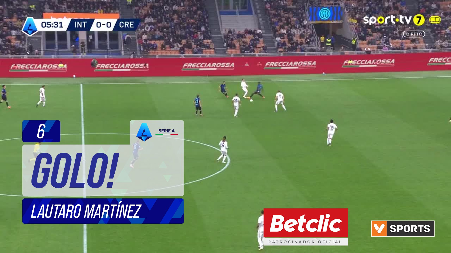 GOLO! Internazionale, Lautaro Martínez aos 6', Internazionale 1-0 Cremonese