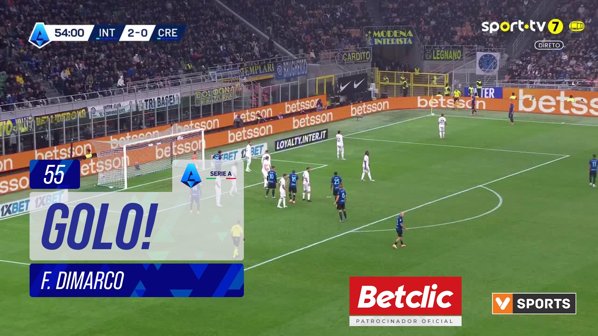 GOLO! Internazionale, F. Dimarco aos 55', Internazionale 3-0 Cremonese