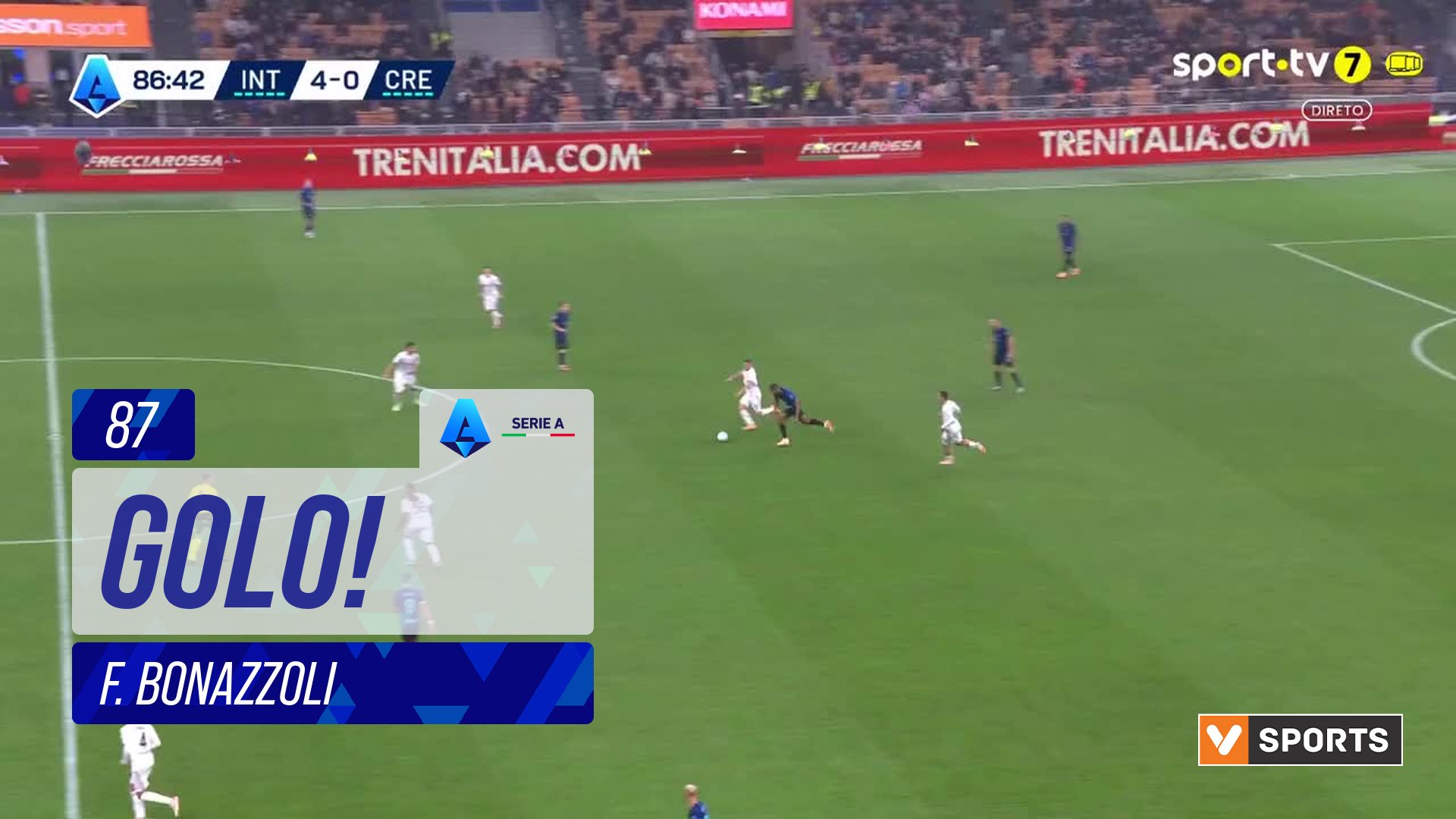 GOLO! Cremonese, F. Bonazzoli aos 87', Internazionale 4-1 Cremonese