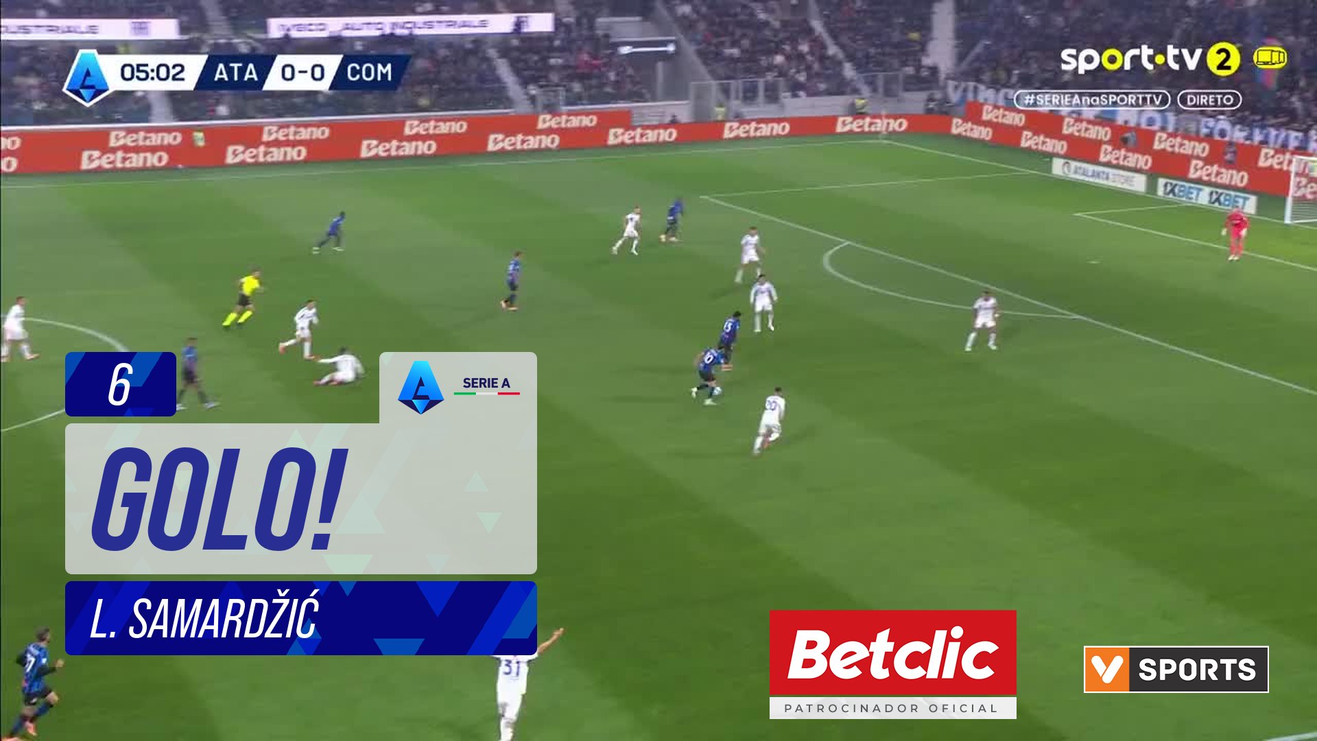 GOLO! Atalanta, L. Samardžić aos 6', Atalanta 1-0 Como
