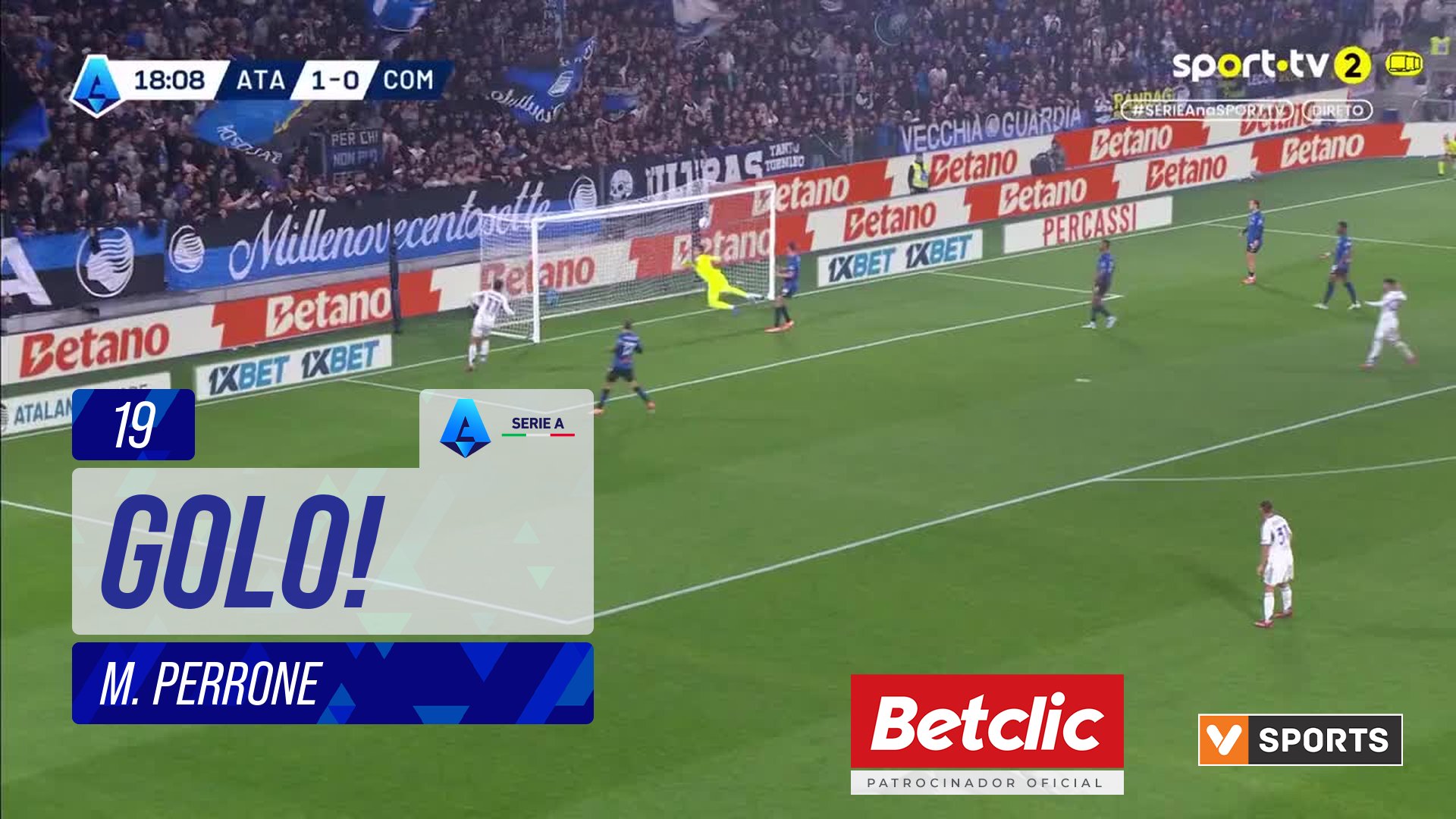 GOLO! Como, M. Perrone aos 19', Atalanta 1-1 Como
