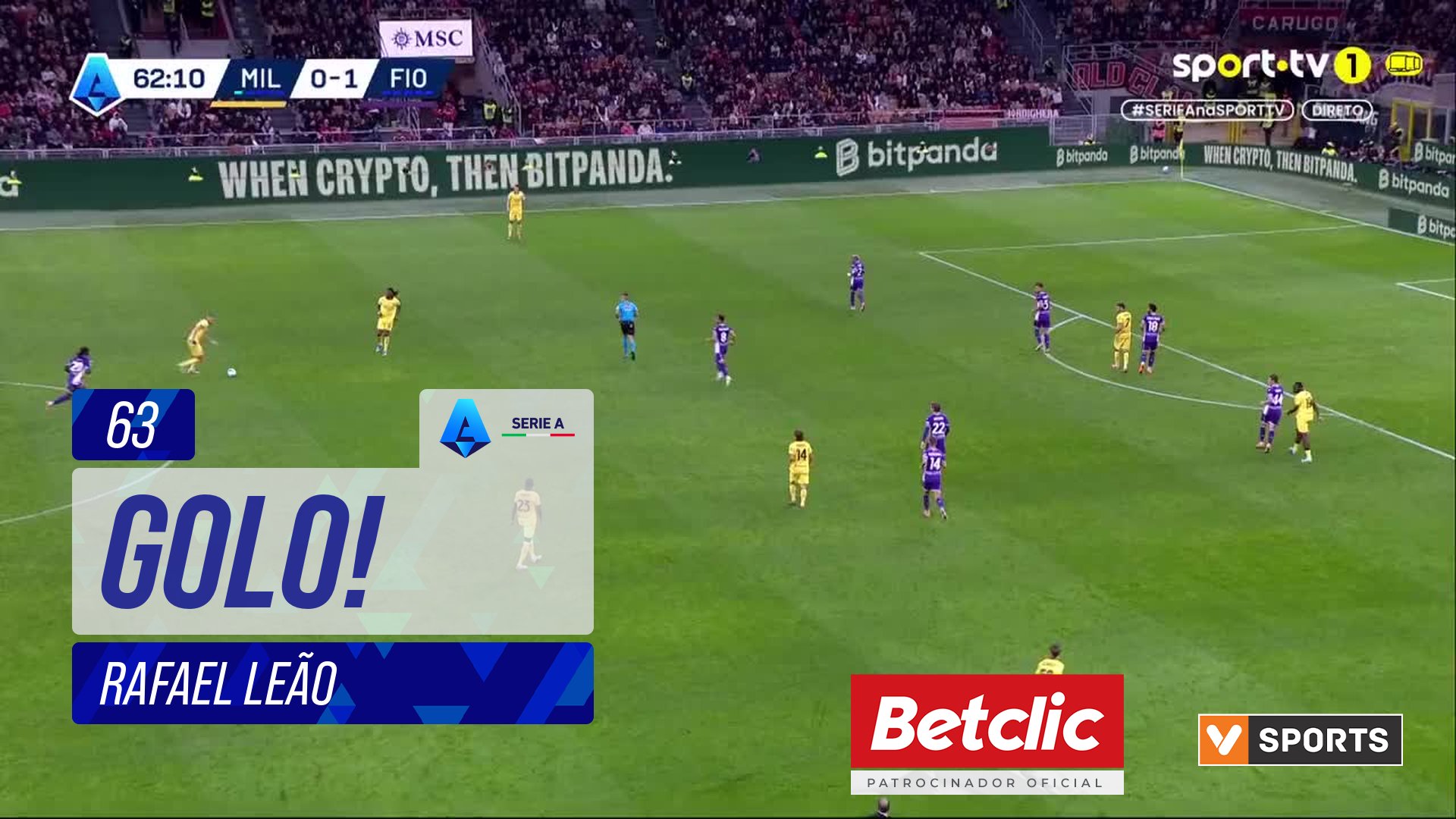 GOLO! Milan, Rafael Leão aos 63', Milan 1-1 Fiorentina