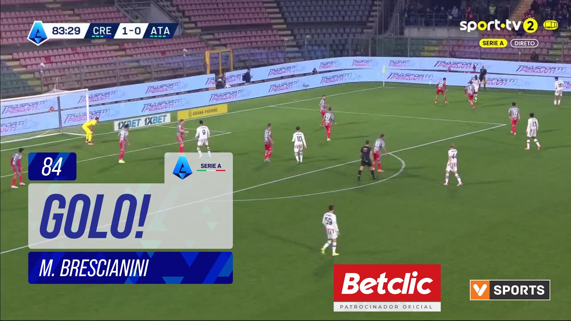 GOLO! Atalanta, M. Brescianini aos 84', Cremonese 1-1 Atalanta