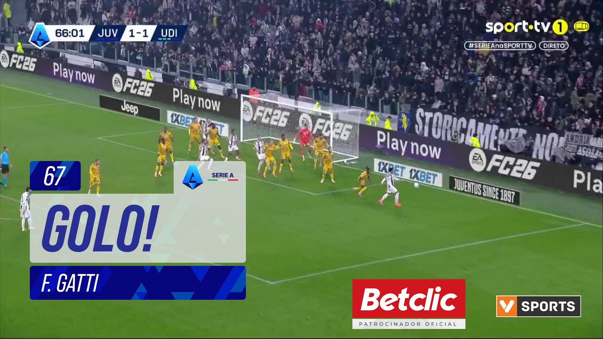 GOLO! Juventus, F. Gatti aos 67', Juventus 2-1 Udinese
