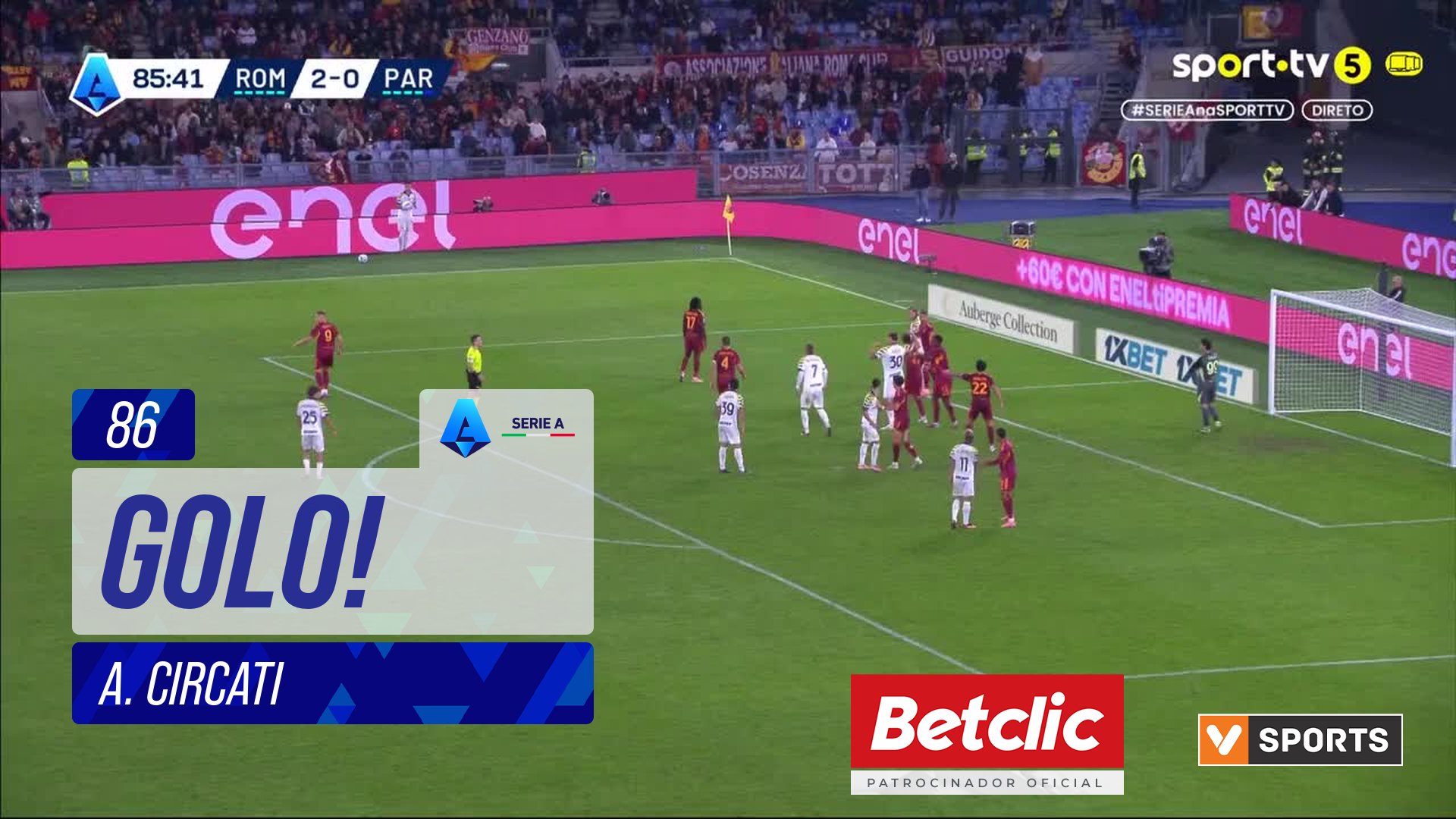 GOLO! Parma, A. Circati aos 86', Roma 2-1 Parma