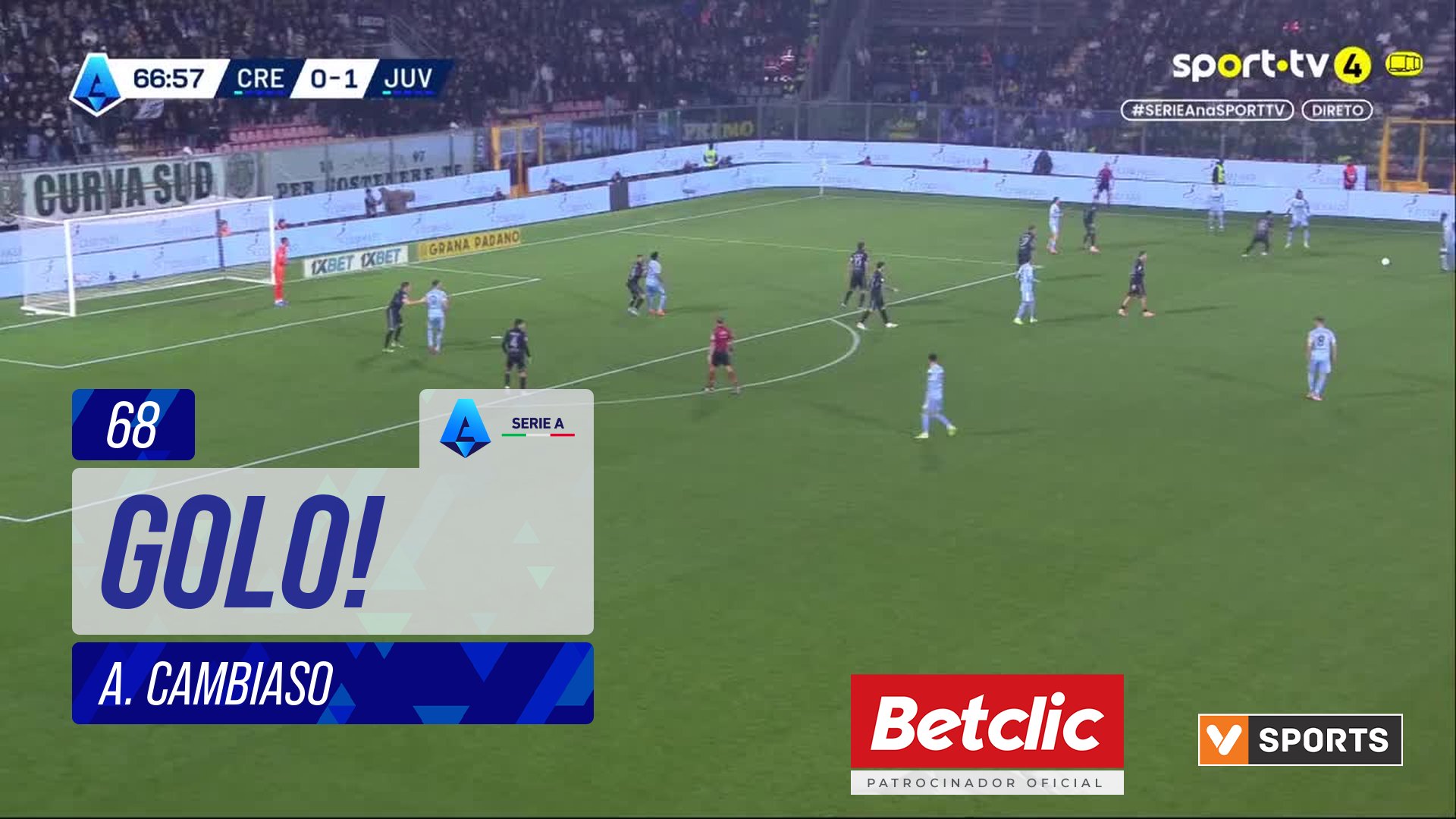 GOLO! Juventus, A. Cambiaso aos 68', Cremonese 0-2 Juventus