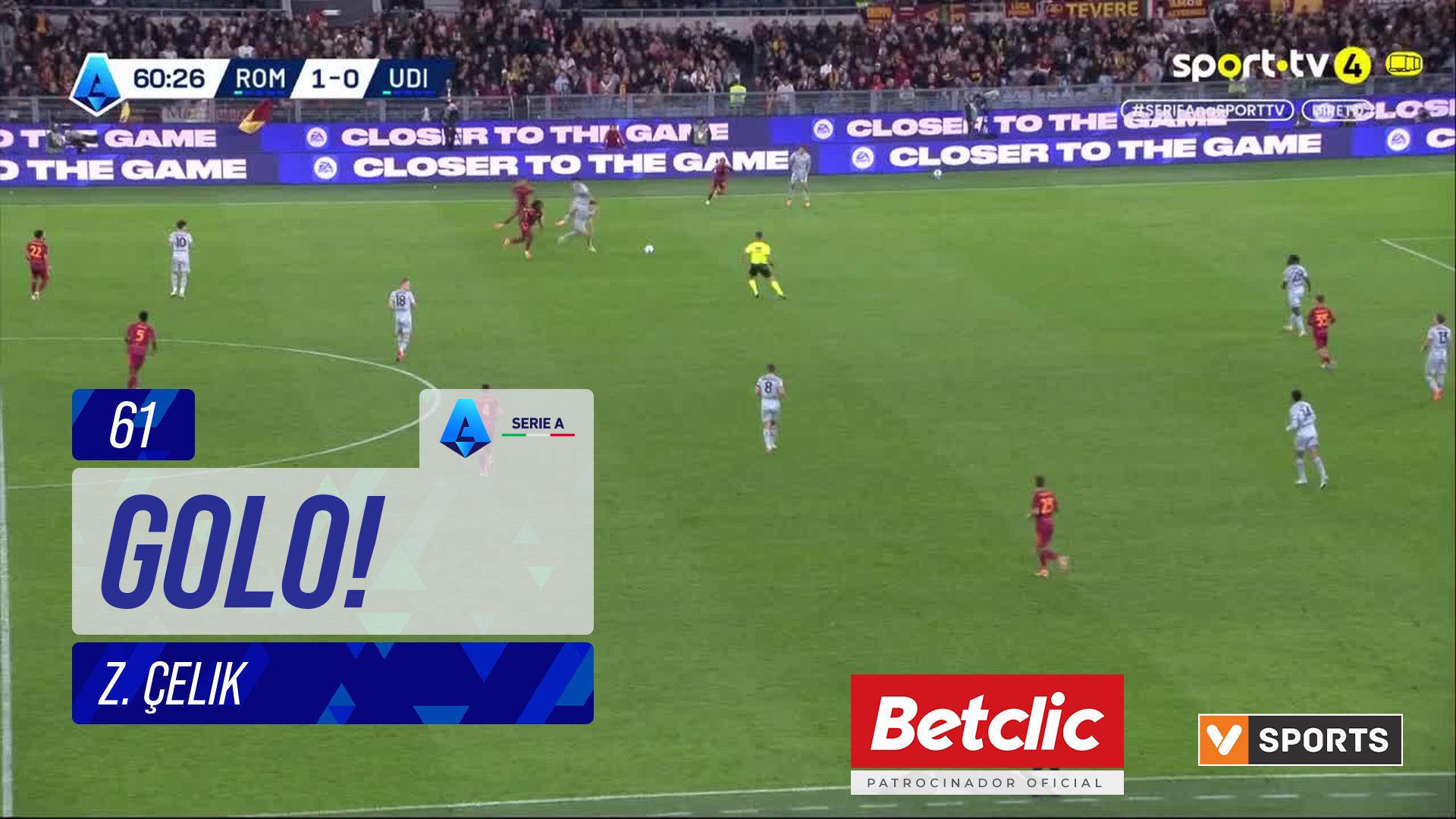 GOLO! Roma, Z. Çelik aos 61', Roma 2-0 Udinese