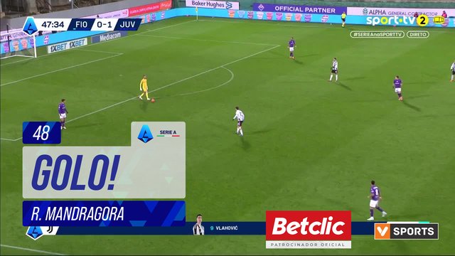 GOLO! Fiorentina, R. Mandragora aos 48', Fiorentina 1-1 Juventus
