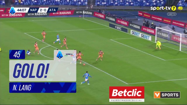GOLO! Napoli, N. Lang aos 45', Napoli 3-0 Atalanta