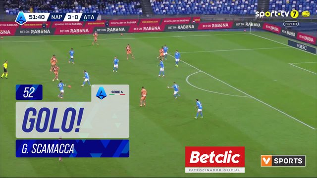 GOLO! Atalanta, G. Scamacca aos 52', Napoli 3-1 Atalanta