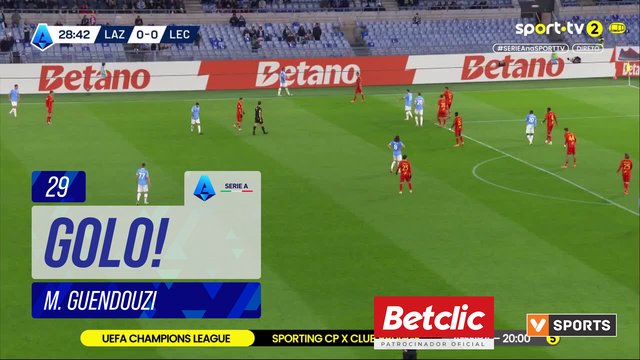 GOLO! Lazio, M. Guendouzi aos 29', Lazio 1-0 Lecce
