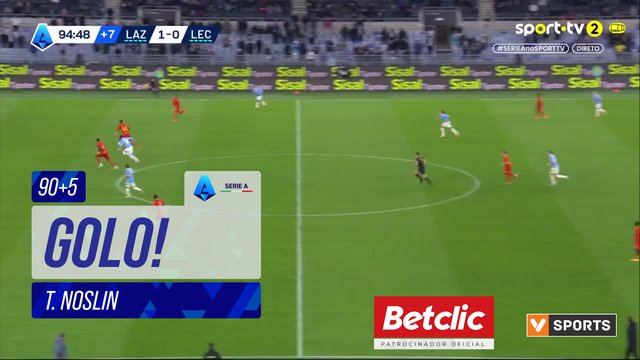GOLO! Lazio, T. Noslin aos 90'+5', Lazio 2-0 Lecce