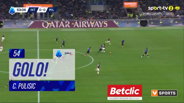 GOLO! Milan, C. Pulisic aos 54', Internazionale 0-1 Milan