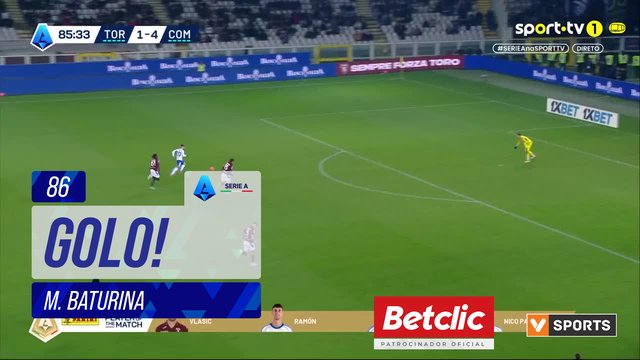 GOLO! Como, M. Baturina aos 86', Torino 1-5 Como