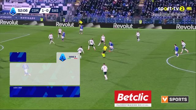 GOLO! Como, Alberto Moreno aos 53', Como 2-0 Sassuolo