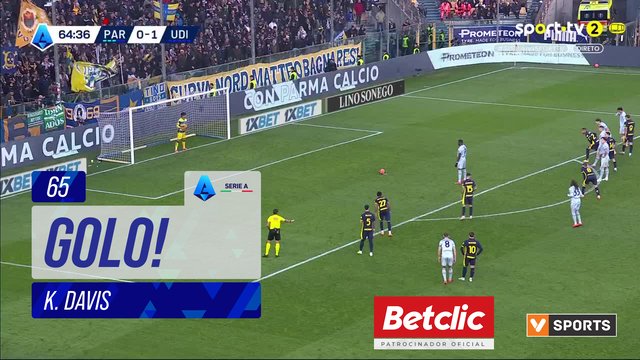 GOLO! Udinese, K. Davis aos 65', Parma 0-2 Udinese
