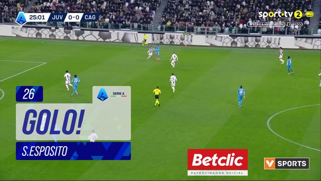 GOLO! Cagliari, S.Esposito aos 26', Juventus 0-1 Cagliari