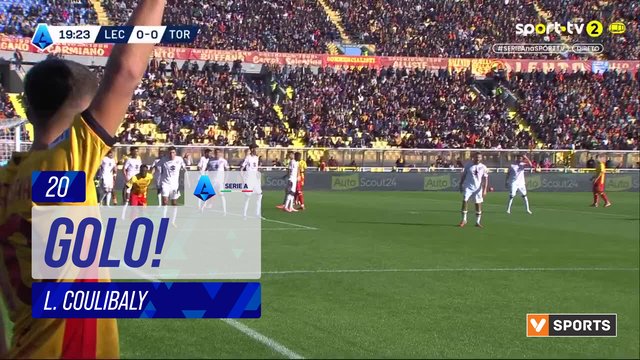 GOLO! Lecce, L. Coulibaly aos 20', Lecce 1-0 Torino