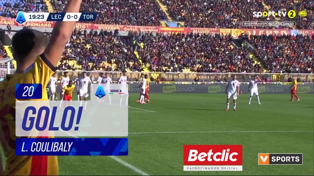 GOLO! Lecce, L. Coulibaly aos 20', Lecce 1-0 Torino