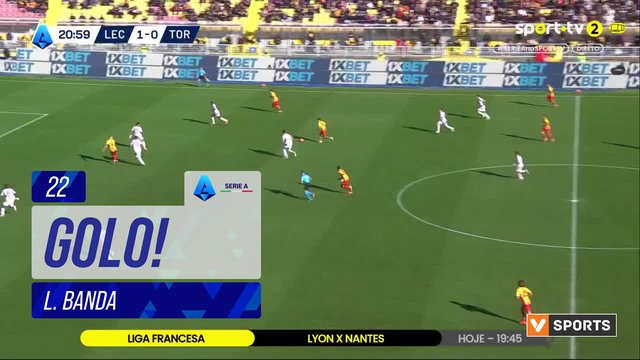 GOLO! Lecce, L. Banda aos 22', Lecce 2-0 Torino