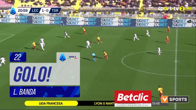 GOLO! Lecce, L. Banda aos 22', Lecce 2-0 Torino
