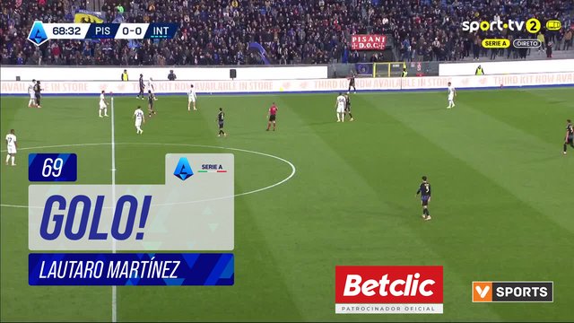 GOLO! Internazionale, Lautaro Martínez aos 69', Pisa 0-1 Internazionale