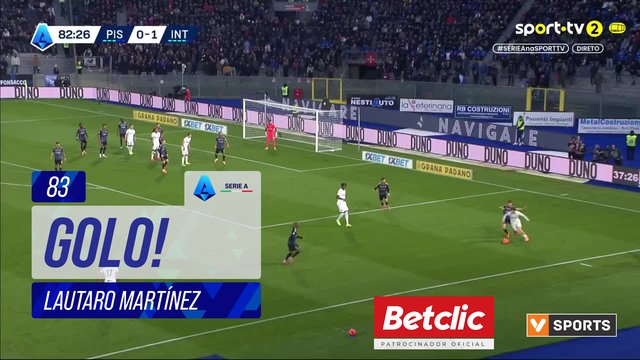 GOLO! Internazionale, Lautaro Martínez aos 83', Pisa 0-2 Internazionale