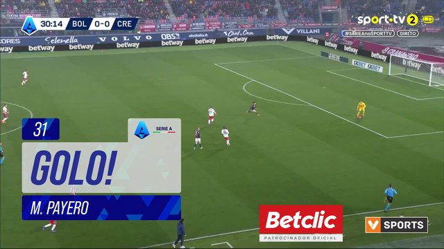 GOLO! Cremonese, M. Payero aos 31', Bologna 0-1 Cremonese