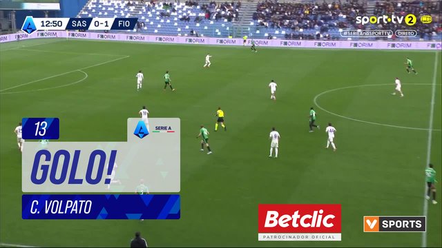 GOLO! Sassuolo, C. Volpato aos 13', Sassuolo 1-1 Fiorentina