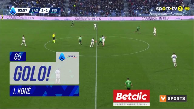 GOLO! Sassuolo, I. Koné aos 65', Sassuolo 3-1 Fiorentina