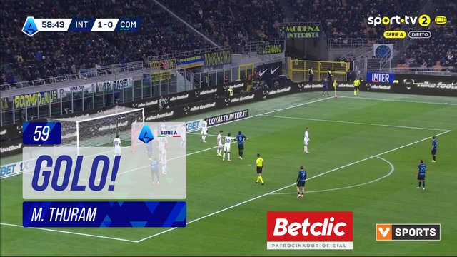 GOLO! Internazionale, M. Thuram aos 59', Internazionale 2-0 Como
