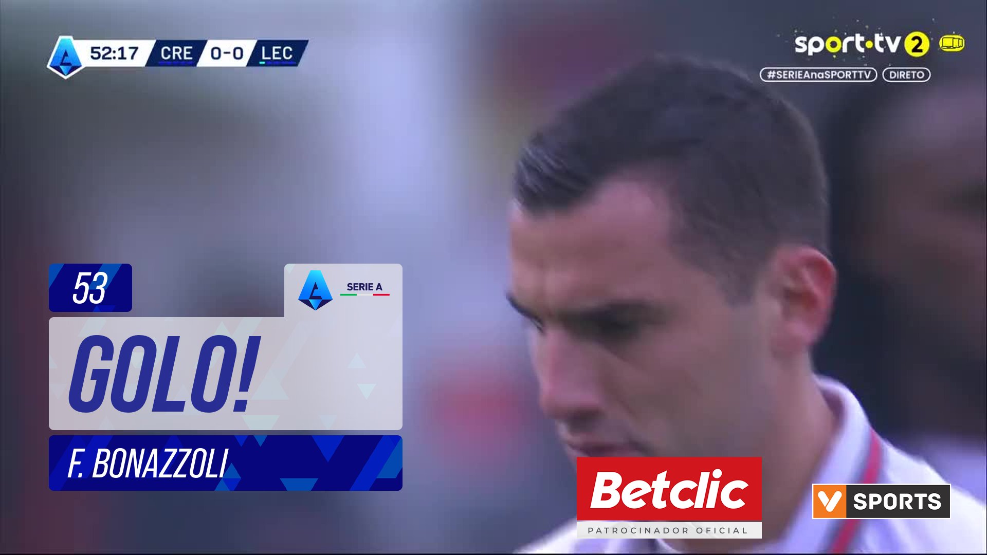 GOLO! Cremonese, F. Bonazzoli aos 53', Cremonese 1...