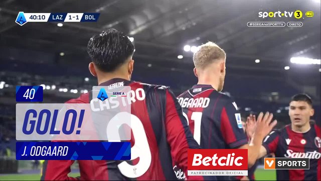 GOLO! Bologna, J. Odgaard aos 40', Lazio 1-1 Bologna