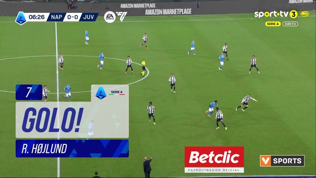 GOLO! Napoli, R. Højlund aos 7', Napoli 1-0 Juventus