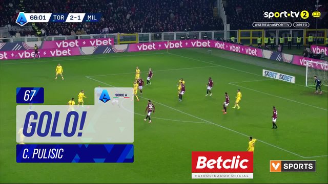 GOLO! Milan, C. Pulisic aos 67', Torino 2-2 Milan