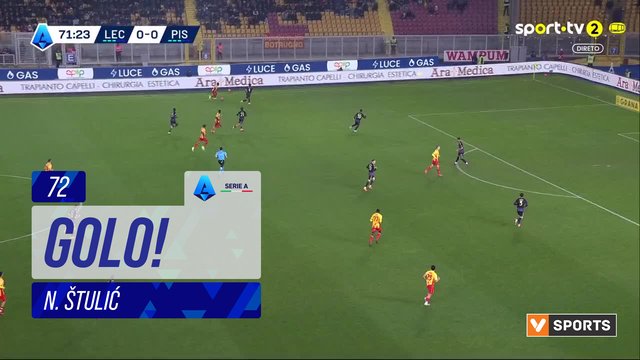 GOLO! Lecce, N. Štulić aos 72', Lecce 1-0 Pisa
