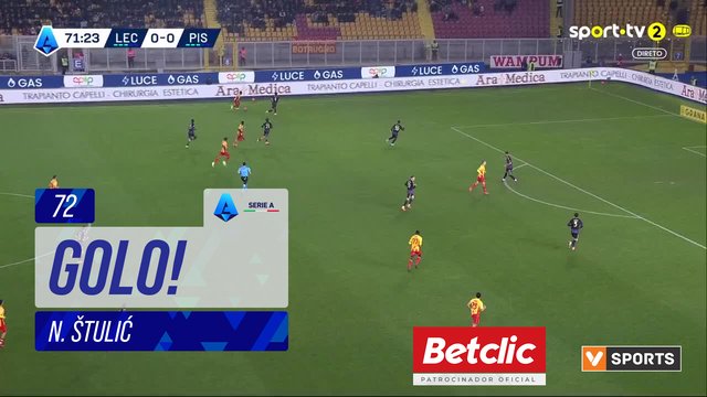 GOLO! Lecce, N. Štulić aos 72', Lecce 1-0 Pisa