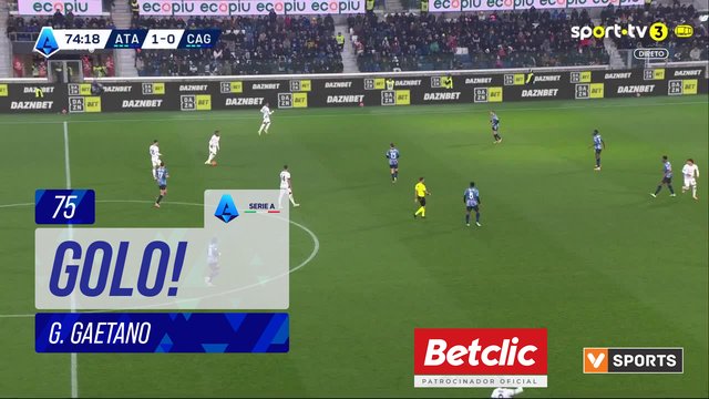 GOLO! Cagliari, G. Gaetano aos 75', Atalanta 1-1 Cagliari