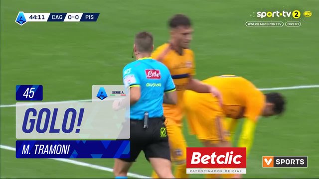 GOLO! Pisa, M. Tramoni aos 45', Cagliari 0-1 Pisa