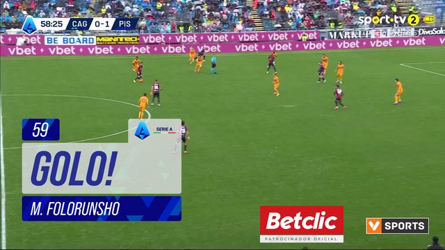 GOLO! Cagliari, M. Folorunsho aos 59', Cagliari 1-1 Pisa