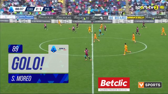 GOLO! Pisa, S. Moreo aos 89', Cagliari 2-2 Pisa