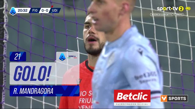 GOLO! Fiorentina, R. Mandragora aos 21', Fiorentina 1-0 Udinese