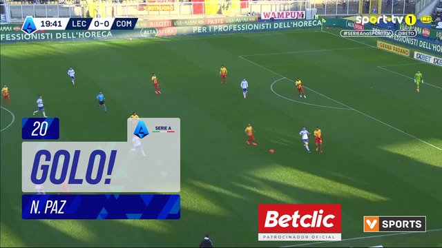 GOLO! Como, N. Paz aos 20', Lecce 0-1 Como